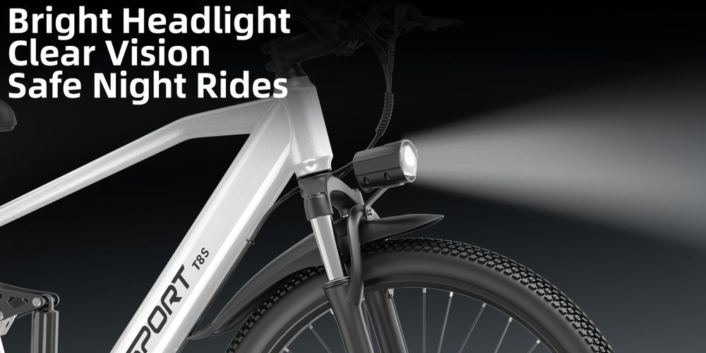 PiXELPiLOT T8S E Bike, Trekking E-Bikes Doppelte Federung, 250W Pedelec, 48V 8Ah Akku, Shimano 7-Gang, LED-Licht, LCD Display