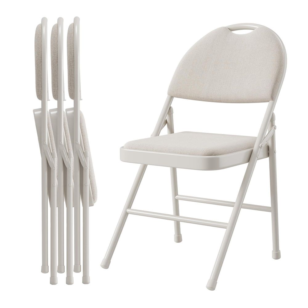 4er-Set gepolsterte Klappstühle in Beige