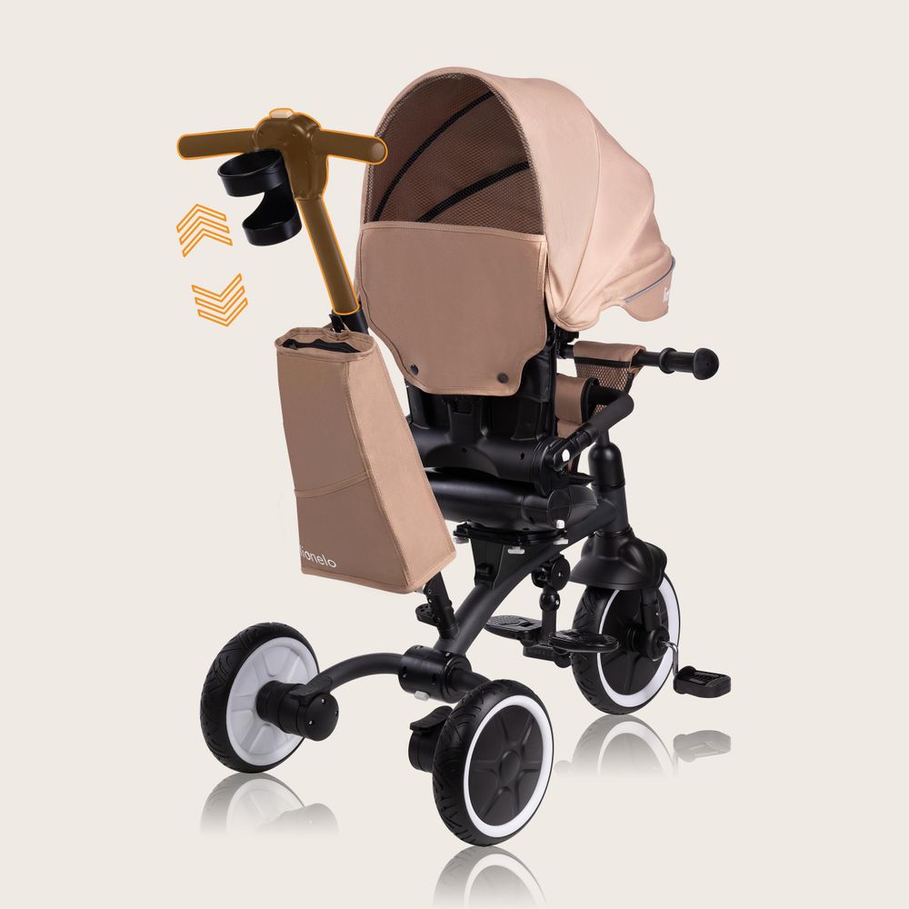 Lionelo Tris Plus dreirad laufrad bis 25 kg Kinderdreirad Lenkstange Baby Kinderwagen Montage ohne Werkzeug - Beige