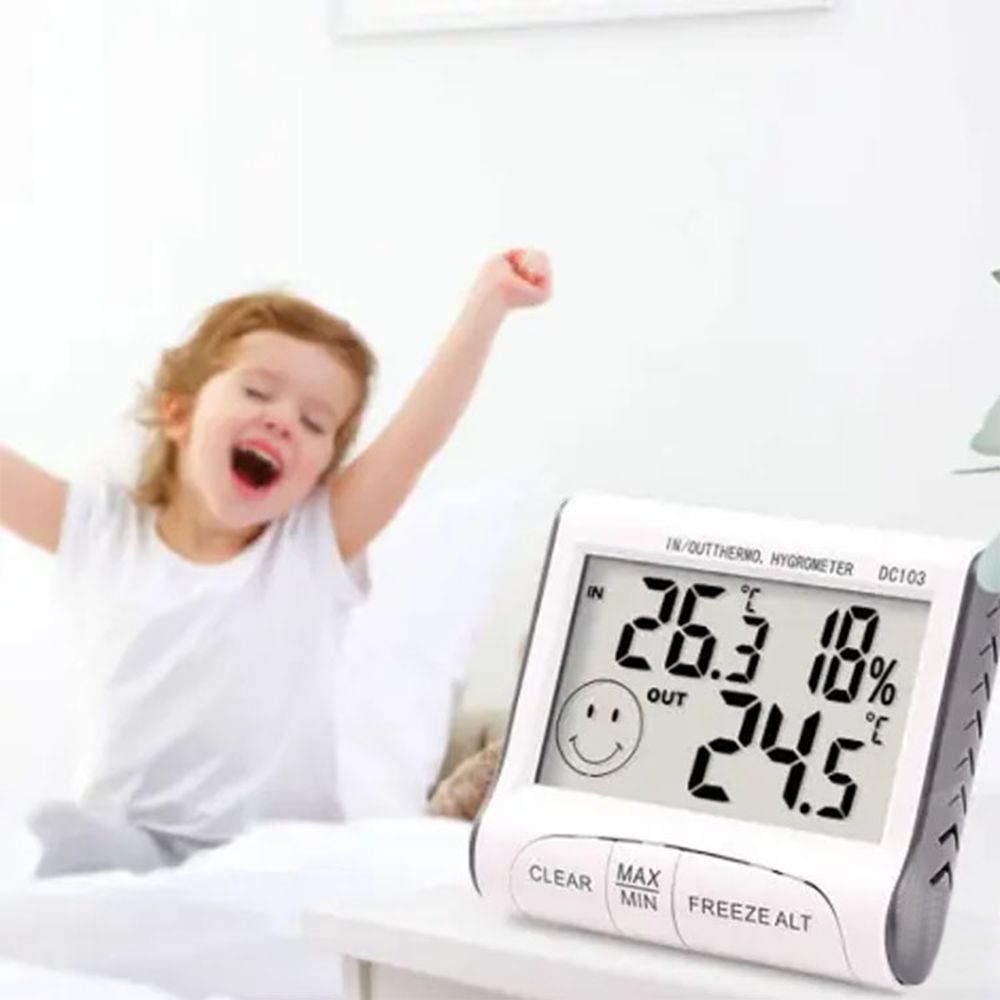Digital Thermometer mit Aussenfühler Hygrometer Innen Temperatur Luftfeuchtigkeitmessgerät Messung Temperaturmessung Celsius Fahrenheit Retoo