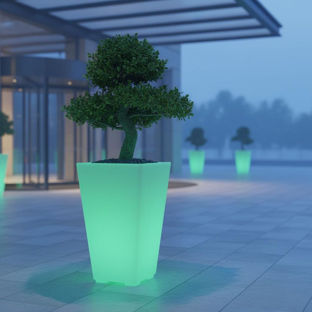 MasterLED LED Blumentopf beleuchtet - RGB Farbwechsel - mit Fernbedienung - wetterfest - Gartenbeleuchtung für Terrasse & Balkon - 30x50cm