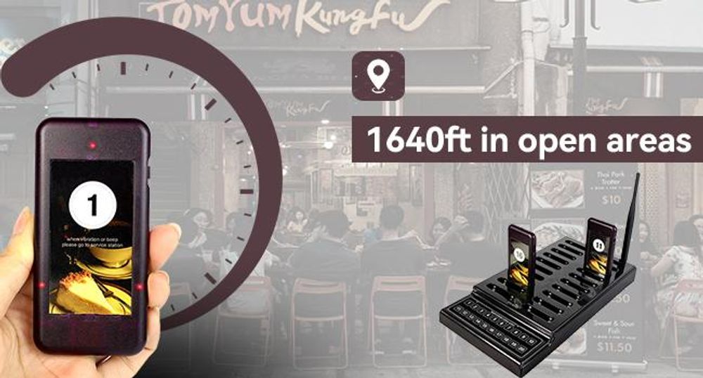 Retekess T111 Bezdrôtový volací systém, 3 režimy volania, dvojriadkové volania, 500 m dlhá vzdialenosť, vhodný pre reštauráciu bar kaviareň hotel (1 vysielač s klávesnicou + 20 pagerov)
