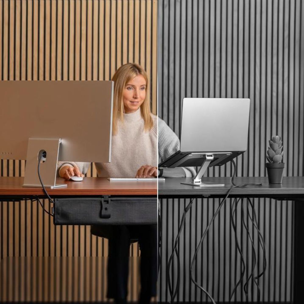 DESKSPACE® Kabelwanne Schreibtisch Kabelmanagement - Beidseitig Klappbarer Kabelkanal - Cable Organizer für den Schreibtisch - 94 cm (Schwarz)
