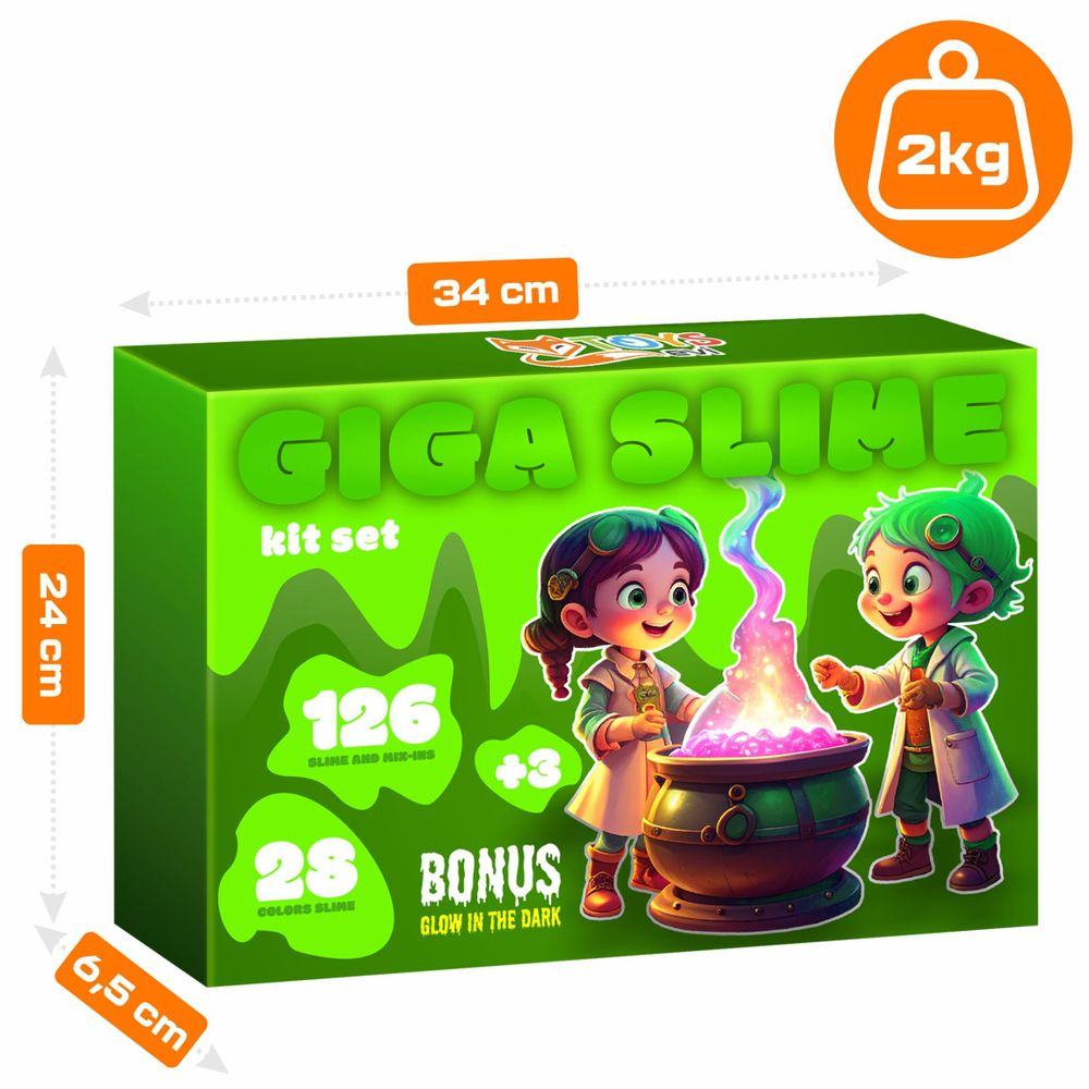 Slime Set XXL 126-teilig für Kinder, Giga Schleim selber machen DIY Kit, 28 Farben & Glitzer, Bastelset Experimentierkasten, EVI TOYS Giga Slime