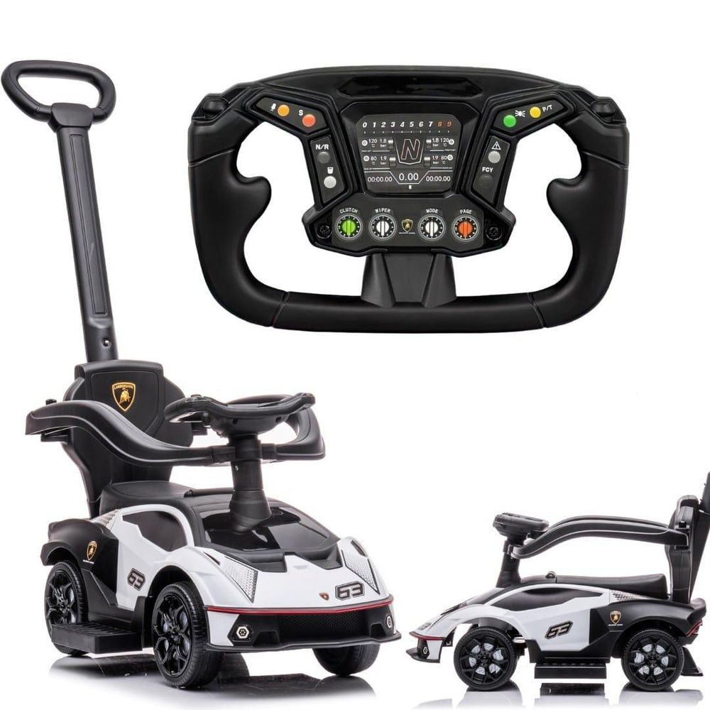 SUN BABY Rutschauto mit Lamborghini-inspiriertem Design und Lenkrad-Detail