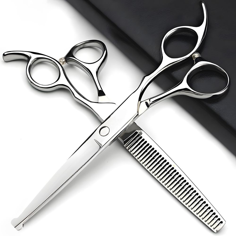 Scheren set Hundeschere mit Rundspitze Kamm Fellpflege-Set mit etui, Effilierschere, Fellschere, für Hunde Katzen Haustier zubehör Edelstahl Retoo