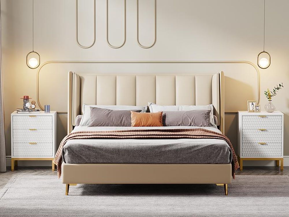 Tribesigns Moderner Nachttisch,65,5 cm hoch,Nachttisch mit 3 Schubladen,moderner Beistelltisch mit Stauraum für Schlafzimmer,Wohnzimmer,Weiß und Gold