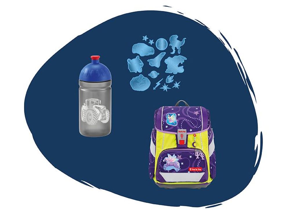Step by Step Schulranzen-Set 2IN1 PLUS „Tractor Freddy“, 9-teilig, blau