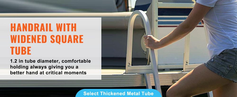 VEVOR Dockleiter, abnehmbare 4 Stufen, 350 lbs Tragfähigkeit, Aluminiumlegierung Pontonbootleiter mit 4'' breitem Schritt und rutschfestem Designpedal, einfach zu installieren für Schiff/See/Pool/Marine-Bord, 5 Schritte
