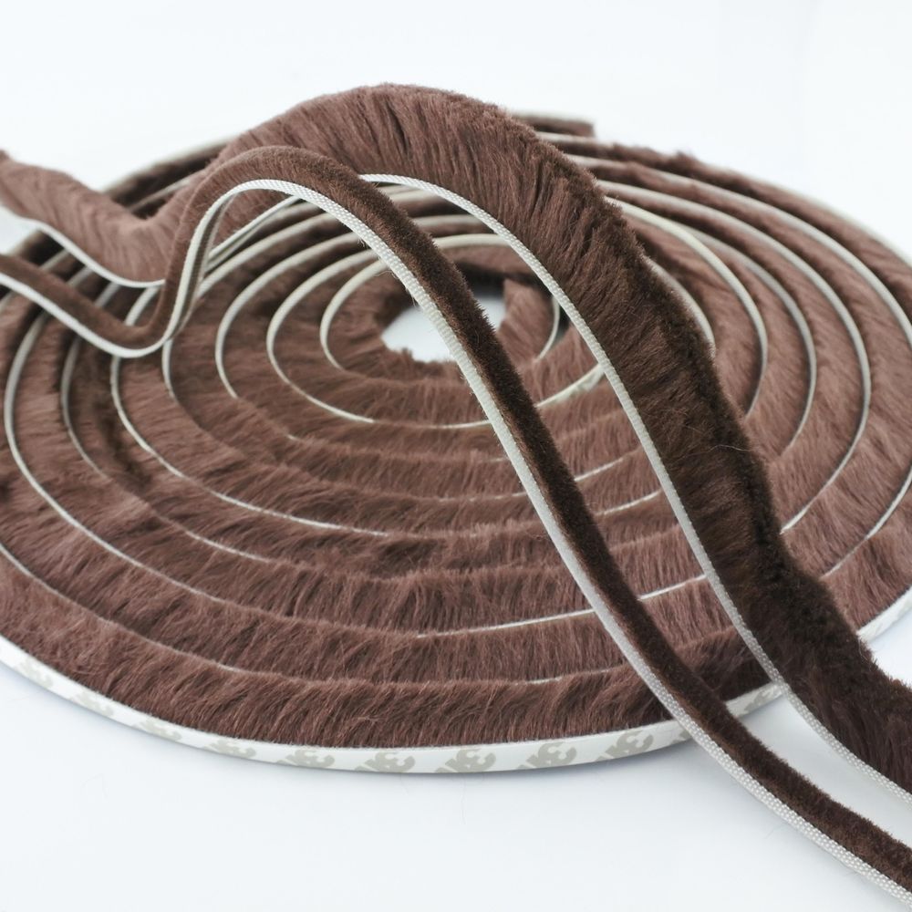 Bürstendichtung 7mm x 12mm Braun 5m Dichtungsbürste selbstklebend Türdichtung Zugluftstopper