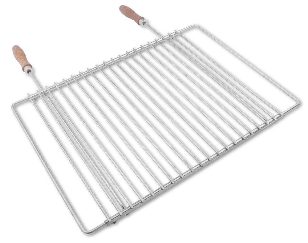 DEOS Verstellbarer Grillrost aus Edelstahl 45–55 × 37 cm mit Holzgriffen – zusätzliche Produktansic…