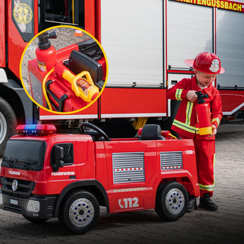 Actionbikes Motors Elektro Feuerwehr Auto| Feuerwehrauto Kinderauto - Bremsautomatik - Kinder Fahrzeug - Sirene & Blaulicht - Bluetooth - ab 3 Jahre