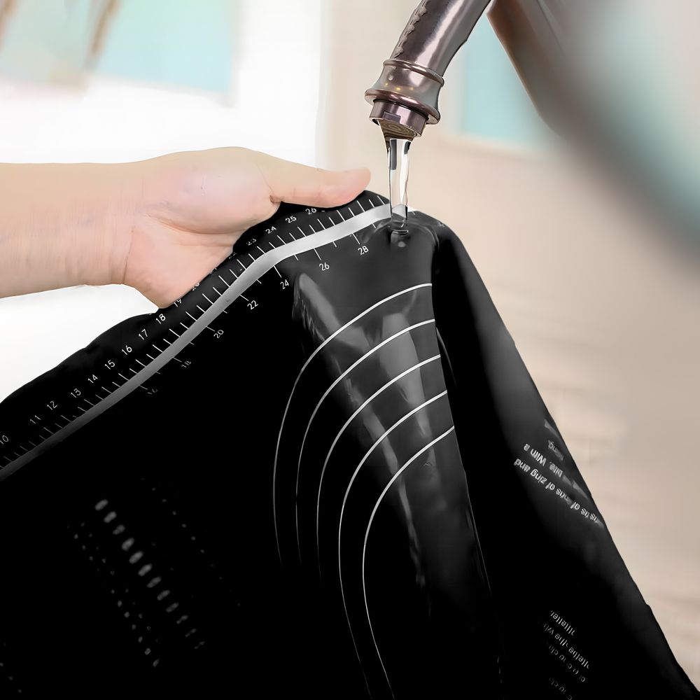 Silikon Backmatte mit Teigrolle Teigmatte Ausrollmatte Backunterlage Silikonmatte Dauerbackmatte Groß XXL Antihaft Rutschfest 60x40cm Schwarz Retoo