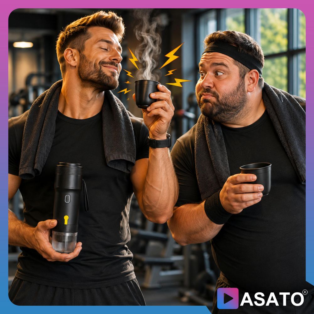 ASATO Tragbare Kaffeemaschine 60 ml für Kapseln und gemahlenen Kaffee, USB