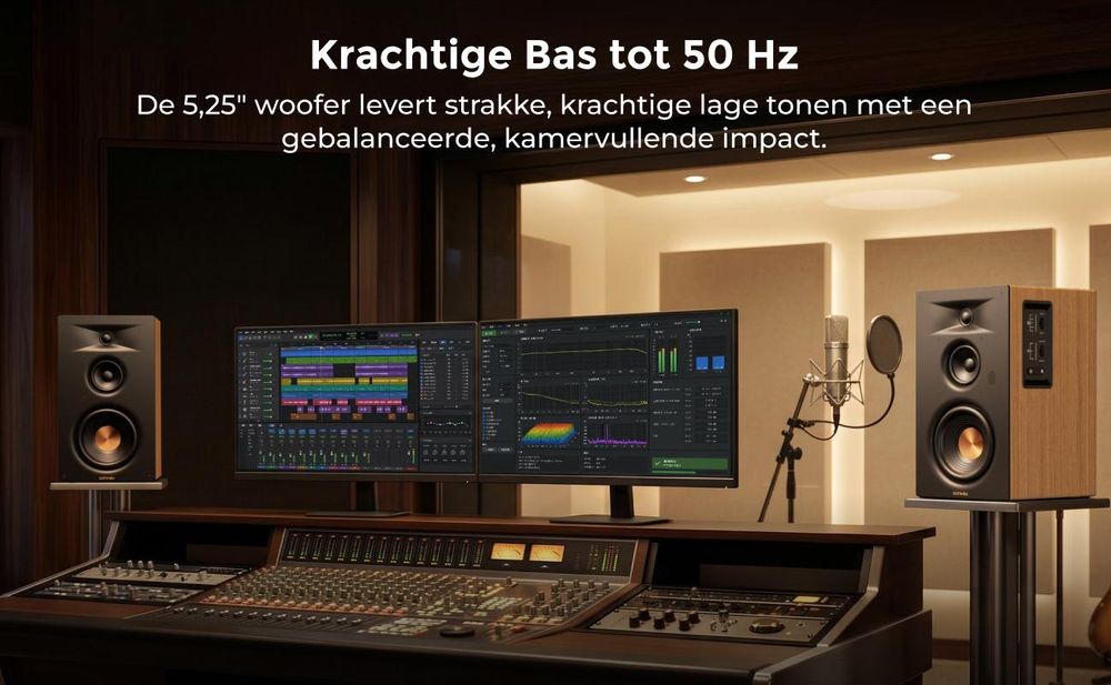 Ultimea Signature BS-30, actieve 3-weg boekenplankspeaker, geschikt voor plaatsing op een boekenplank, met HDMI-aansluiting