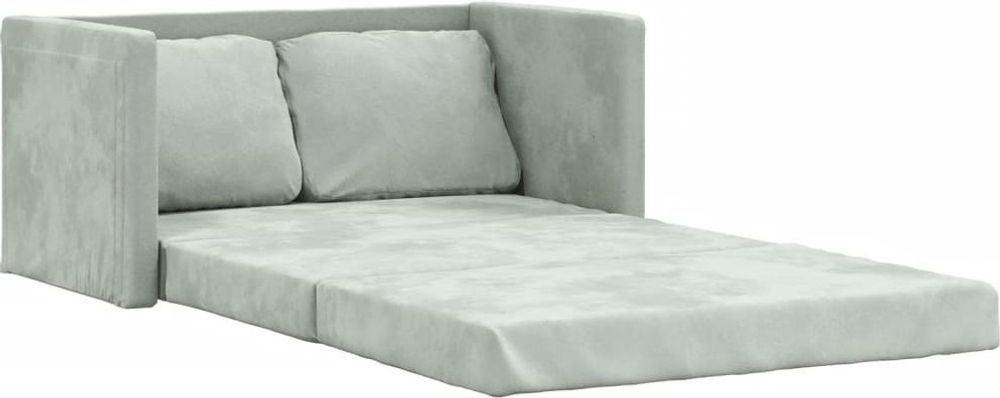 The Living Store Bodensofa mit Schlaffunktion Hellgrau 122x204x55 cm Samt