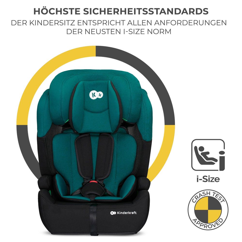 Kinderkraft COMFORT UP i-Size - Autokindersitz - Autositz - 76-150 cm - R129 Norm - 5-Punkt-Gurt - EASY GROW System - Belüfteter Sitz - Grün