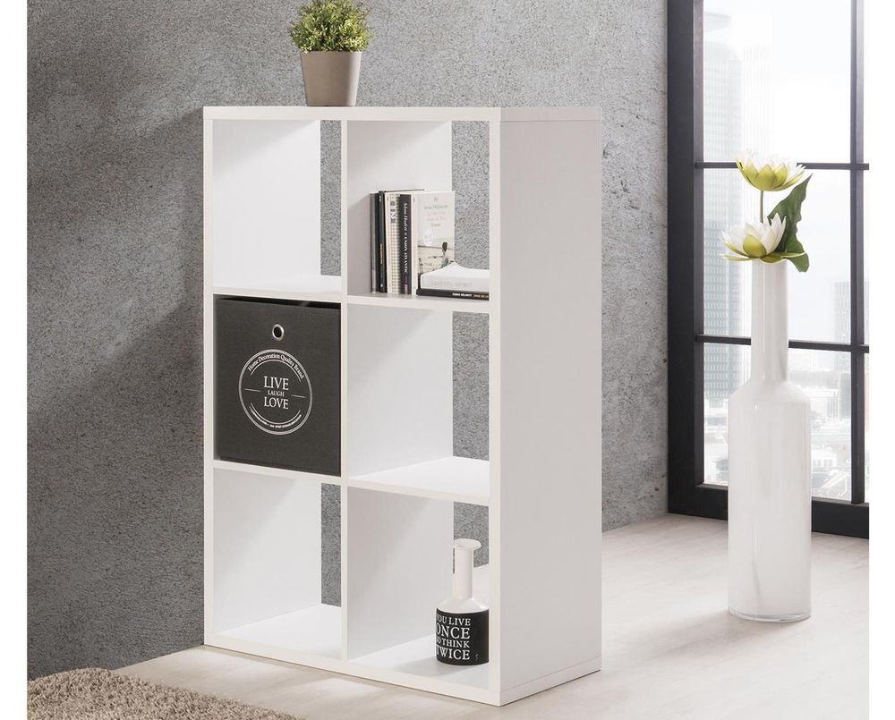 Mareen I Regal – Modernes Stufenregal mit 6 Ablagefächern für Wohnzimmer & Flur