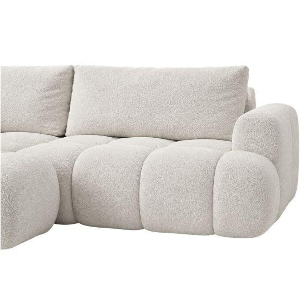 MORELLO Cloud Ecksofa Bouclé mit DL-Mechanismus, Schlaffunktion 140 x 210 cm und Bettkasten, Links – Monte 03