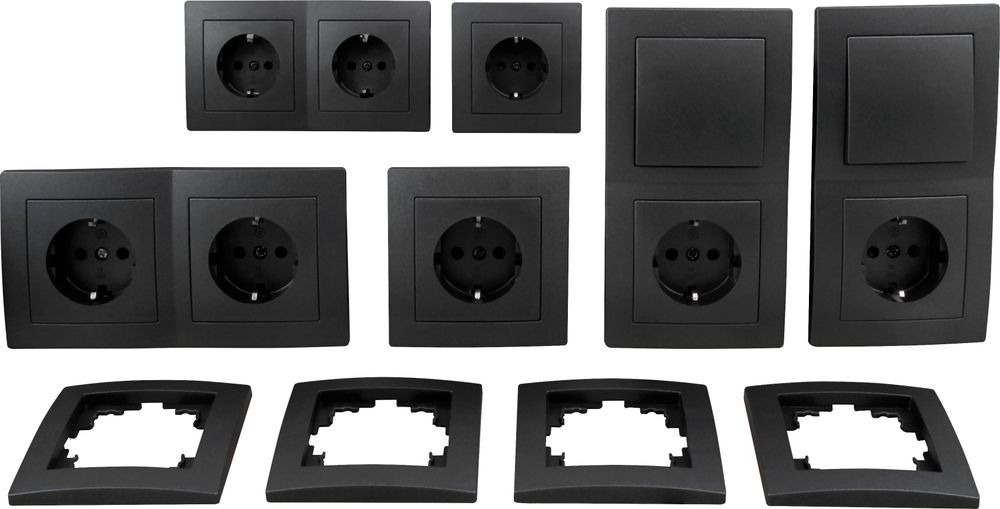 Schalter und Steckdosen Set McPower Flair Standard 20-teilig anthrazit