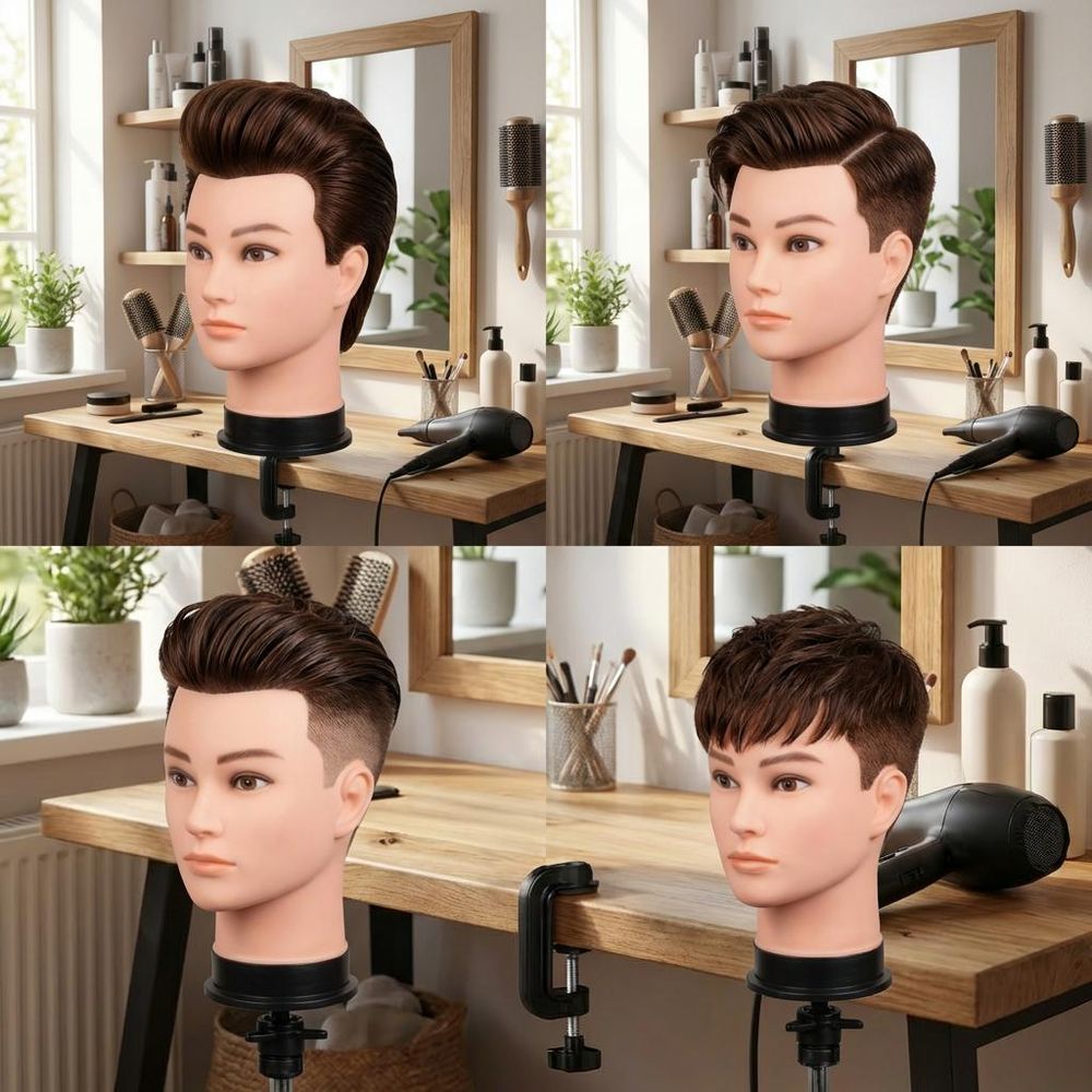 Tête à coiffer homme Anton brown 50cm - Tête d’apprentissage en cheveux synthétiques thermiques