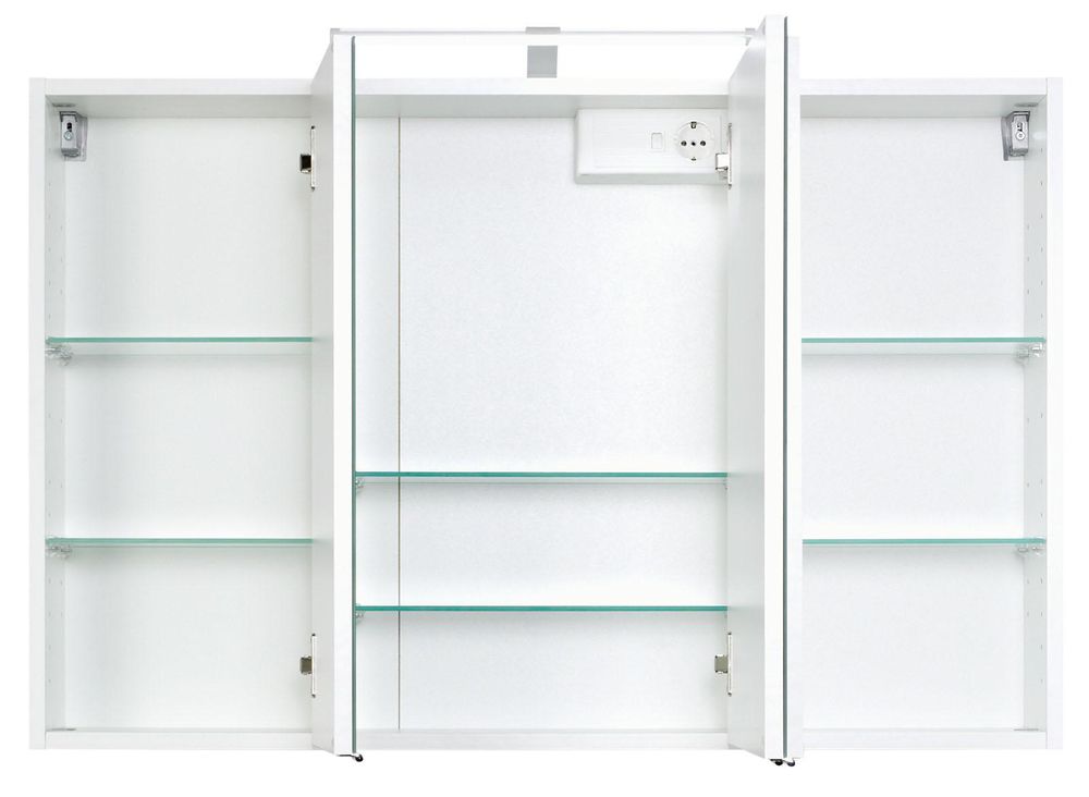 3D-Spiegelschrank Graphit II – Moderner Spiegelschrank mit LED-Beleuchtung und praktischer Steckdose