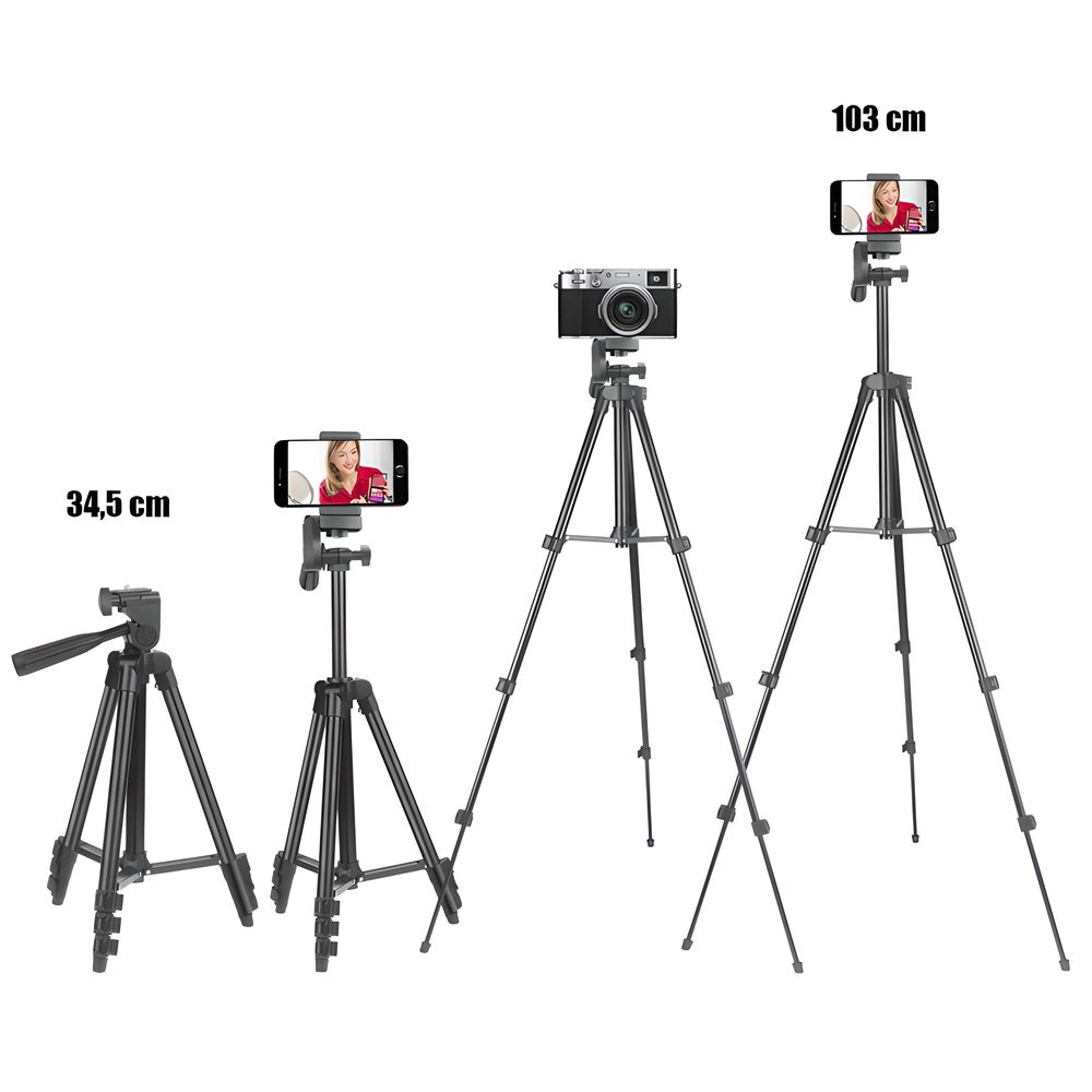 Teleskop Smartphone Stativ 100cm Dreibeinstativ Fernbedienung Bluetooth Fernsteuerbar IOS Android Selfies Dreibein Tripod Lightweight Futteral Retoo