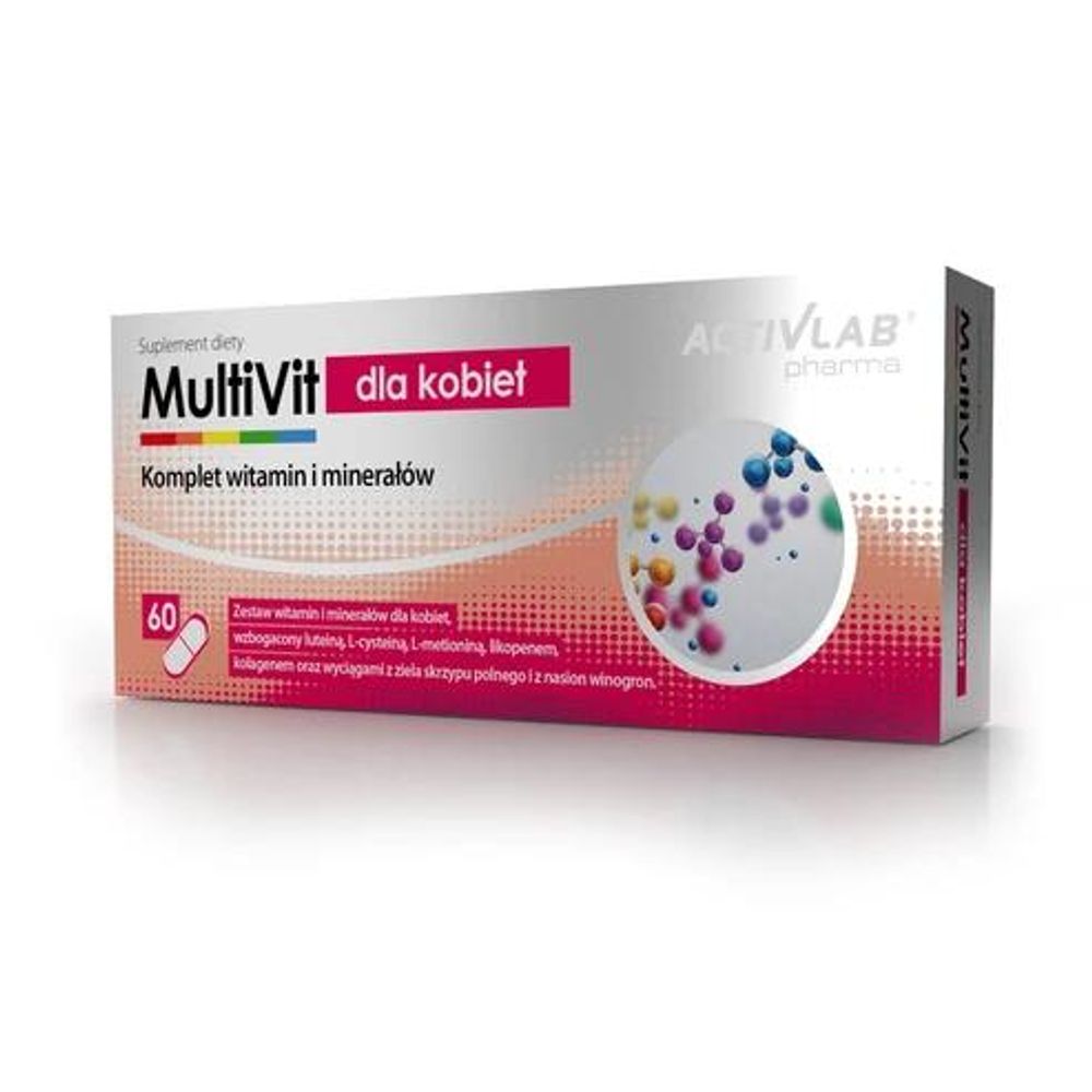 Activlab Pharma MultiVit für Frauen 60 Kapseln, Vitamine & Mineralstoffe, Kollagen, Lutein, L-Cystein, L-Methionin, Lycopin