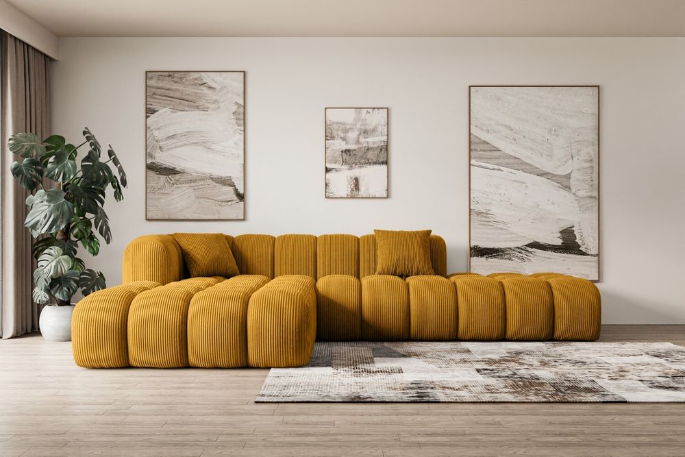 ALTDECOR Ecksofa in L-Form OLEA-L2 - 289x176x71 cm Senfgelb - Corner Sofa Bett Eckcouch Couch Wohnlandschaft Cauchsofa