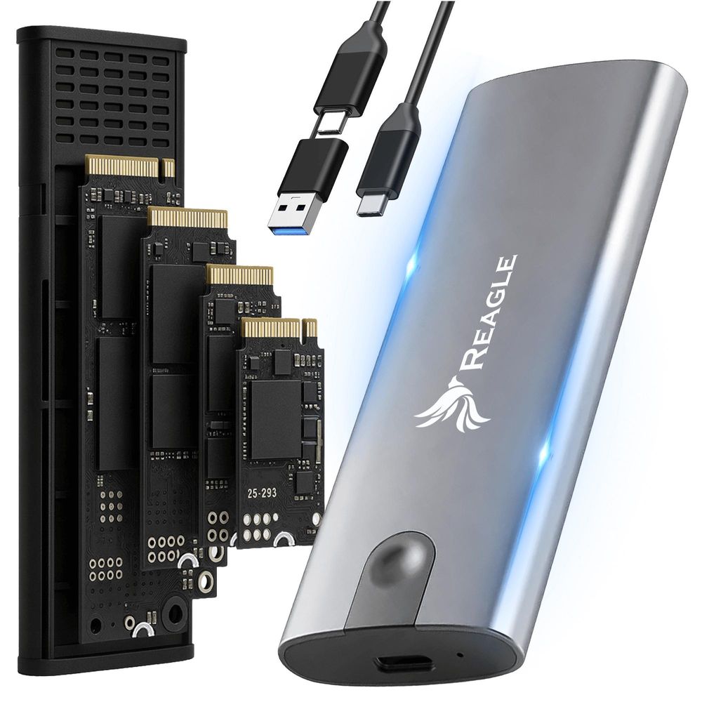 REAGLE NVME SATA PCIe M.2 SSD-Gehäuse USB-C 3.1 M2 Adapter Buchsen