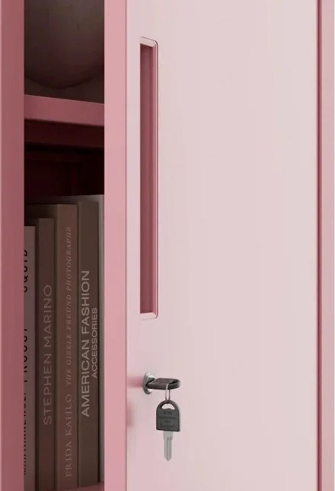 Büroschrank C001 Aktenschrank Lagerschrank Mehrzweckschrank Metallschrank 4 Fachböden Pulverbeschichtung Stahlblech 185 cm x 90 cm x 40 cm, Farbe: Rosa