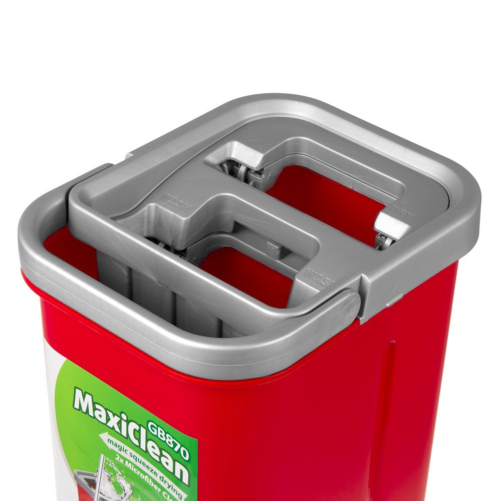 MaxiClean Flachmopp Set mit 2 in 1 Putzeimer 5,7L Wischmop Set Bodenwischer Mopp Mop Reinigungssystem 360°