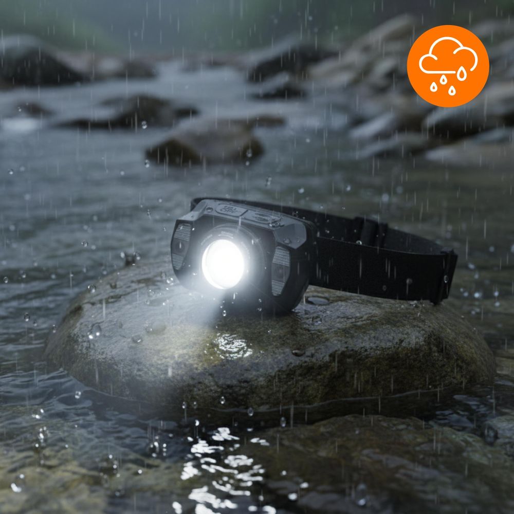 LED Stirnlampe Wiederaufladbar, 360lm Kopflampe mit Gestensteuerung & Zoom, Rotlicht & IPX4 Wasserdicht, 1800mAh Akku, EVI TECH NightFlare