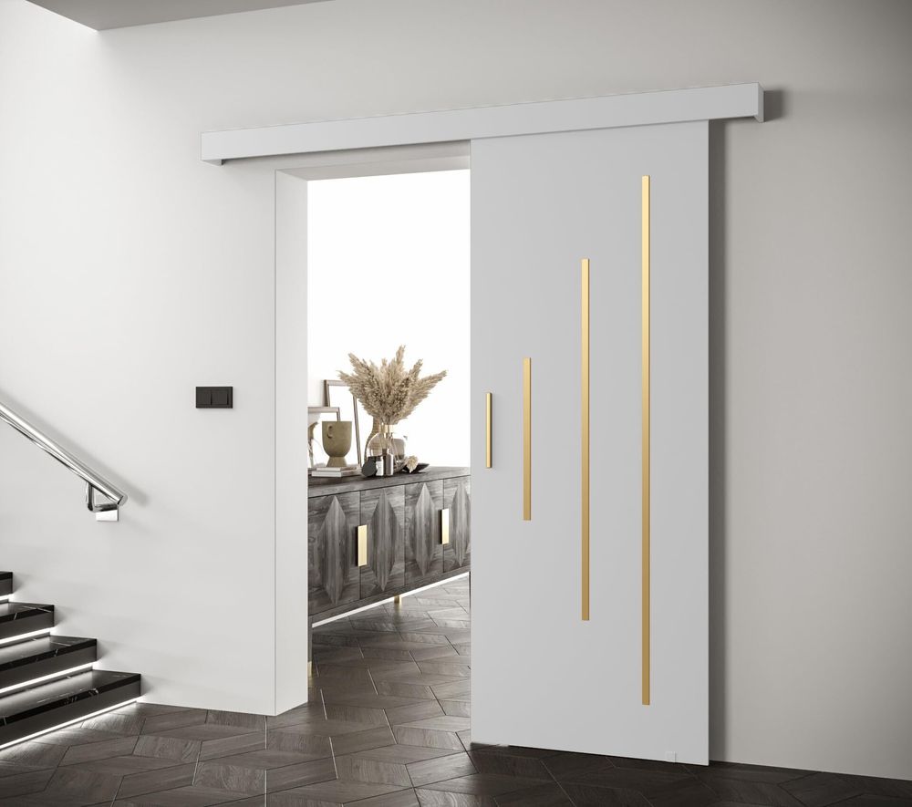 MEBLE KRYSPOL Salwador Y Schiebetür, 80x204 cm, Weiß, Weiß, Gold