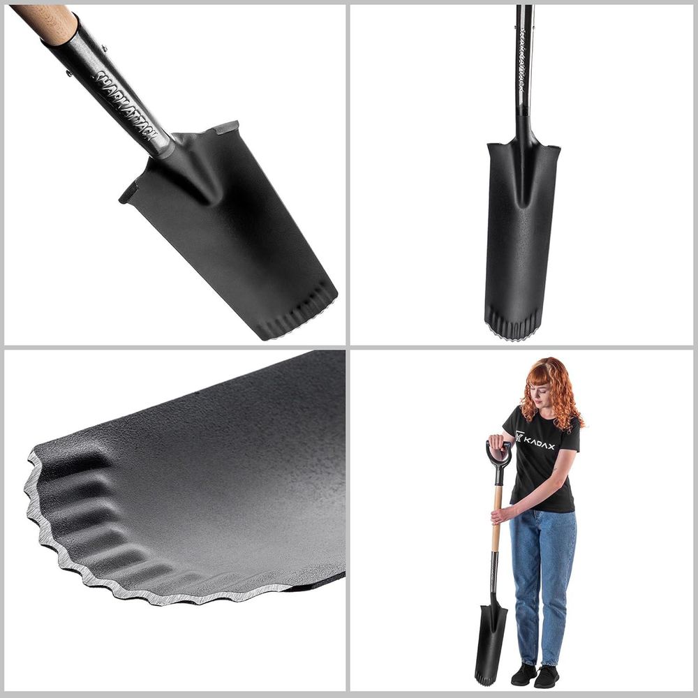 KADAX Drainierspaten "Auce", mit D-Griff, Schaufel aus Stahl, Gartenspaten, Schaufeln & Spaten, 124 cm