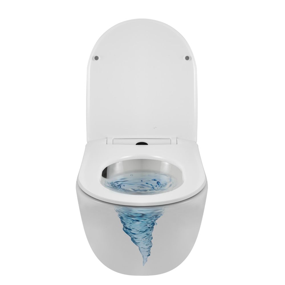 Keramik Hänge-WC mit Tornado-Spülsystem spülrandlos mit WC-Sitz Absenkautomatik