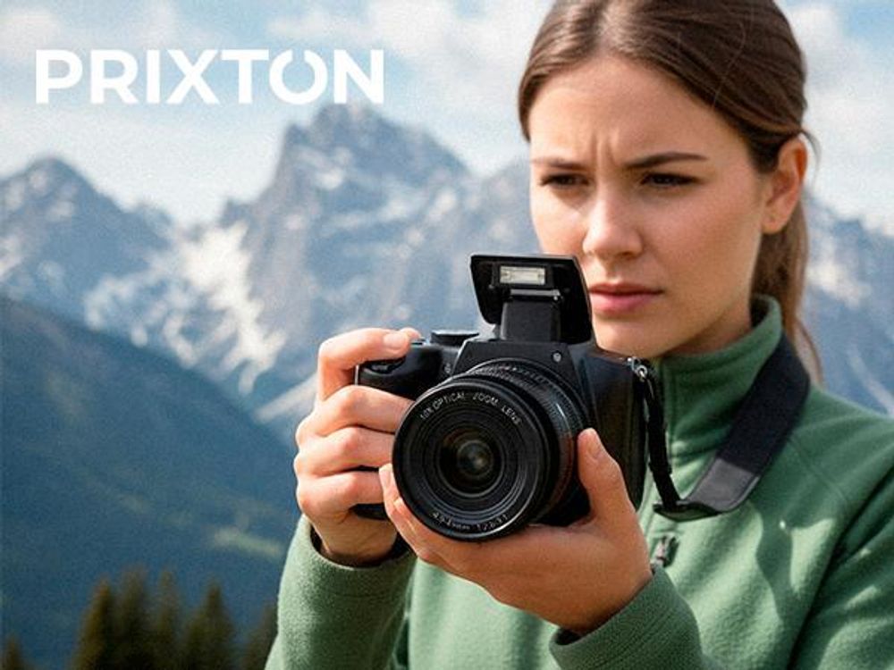 PRIXTON Digitalkamera 4K 64 MP Voyager, Fotokamera mit WLAN, Bildstabilisator, Gesichtserkennung, XENON-Blitz, 10X Optischer Zoom, 2.88” Display