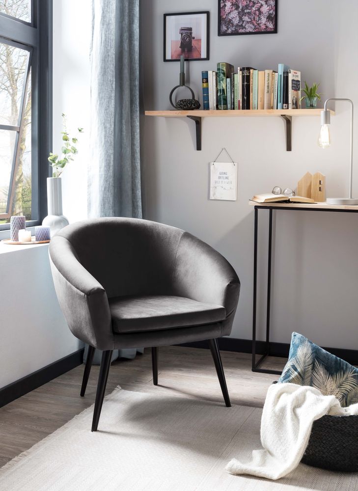 Stylischer Loungesessel Lutz | Kord Steingrau | XDREAM Relaxsessel |Clubsessel | Cocktailsessel