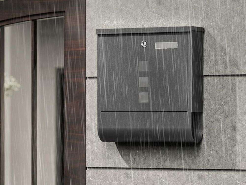 Wiltec Briefkasten mit Zeitungsrolle, schwarz, 305 x 100 x 338 mm, Wandbriefkasten mit Namensschild, Sichtfenstern, Schloss und Zeitungsrolle, Postkasten aus pulverbeschichtetem Stahl