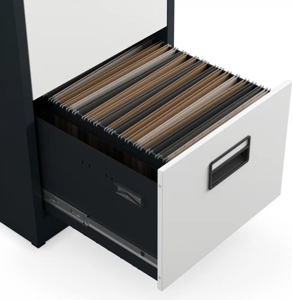 Hängeregistraturschrank Hängemappenschrank Hängeregisterschrank Aktenschrank mit 5 Schubladen Pulverbeschichtung Stahlblech 162 cm x 46 cm x 62 cm (H x B x T) (anthrazit/weiß)