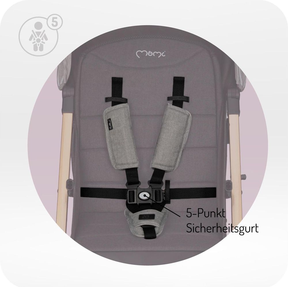 MoMi ESTELLE DAKAR Buggy Kinderwagen Bis zu 22 kg - Leicht, Moskitonetz, Schlafsack und Regenschutz - Grau