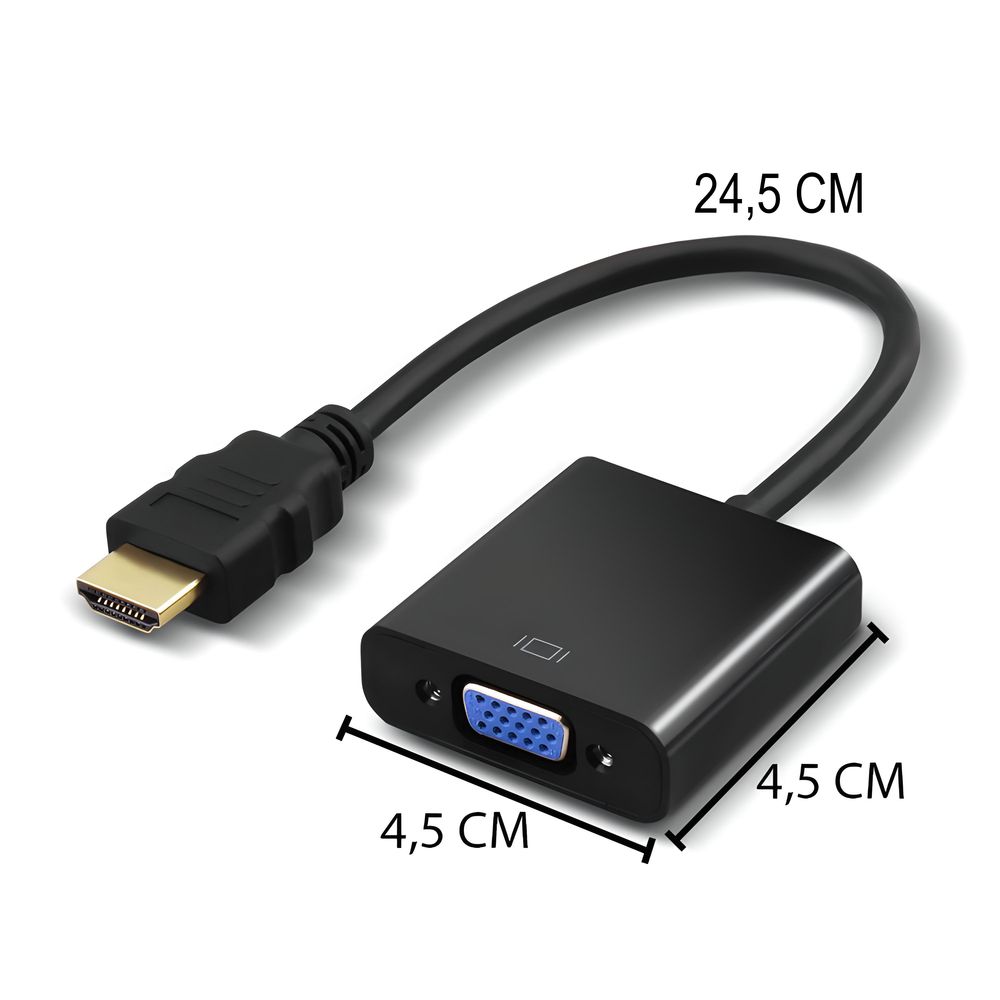 HDMI auf VGA Adapter Konverter Verteiler Aktiv HDTV HDMI Stecker > VGA Buchse 1080p Full HD Video Audio Videokabel Laptop PC Macbook Schwarz Retoo
