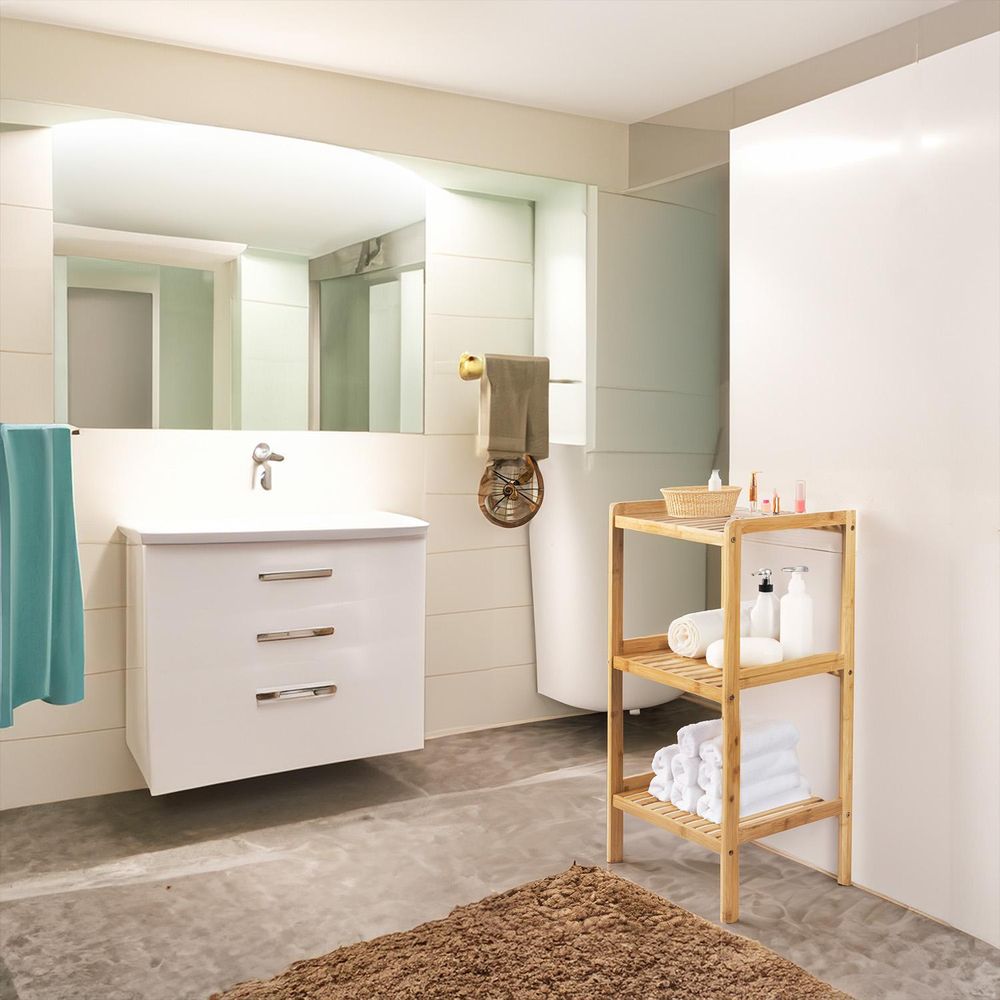 GreenBlue Bambus Regal Badezimmerschrank 37x33x78cm 3 Einlegeböden Badezimmer-Bambus-Regal 3 Regale