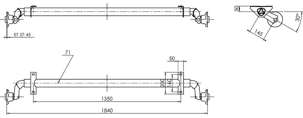 AL-KO ungebremste Achse 750 kg OPTIMA 1350 mm für leichte Anhänger