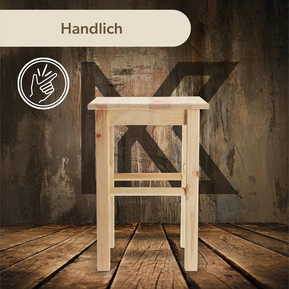 KADAX Holzhocker "Falun", aus natürlichen unlackierten Kiefernholz, Sitzhocker, Tritthocker, Quadratisch