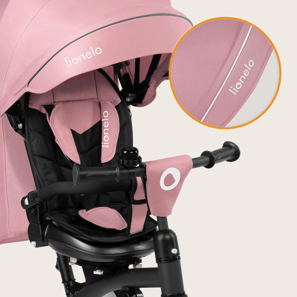 Lionelo Tris Plus dreirad laufrad bis 25 kg Kinderdreirad Lenkstange Baby Kinderwagen Montage ohne Werkzeug - Rosa