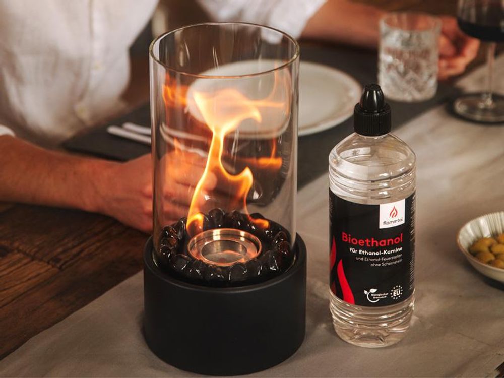 Flammtal – Bioethanol für Tischkamin [6x1 Liter] – Rußfreies  Ethanol – Tischkamin Indoor & Outdoor – Nachhaltiges Bioethanol – tolles Flammenbild