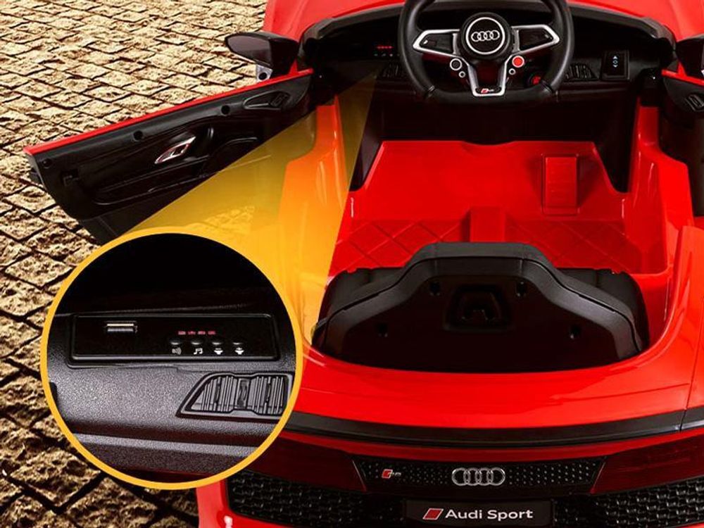 Actionbikes Motors Audi R8 4S Spyder | Kinder Elektro Auto mit Fernbedienung - LED - USB - MP3 - Hupe - 2 x 12 V 30 Watt Motor - ab 3 Jahre (Rot)
