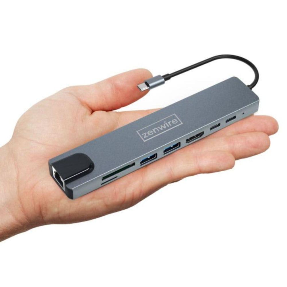 Adattatore - Hub USB-C 9 in 1 - HDMI - RJ-45 Fast Ethernet - SD - Power Delivery 3.0 - per Apple MacBook - per Andoid