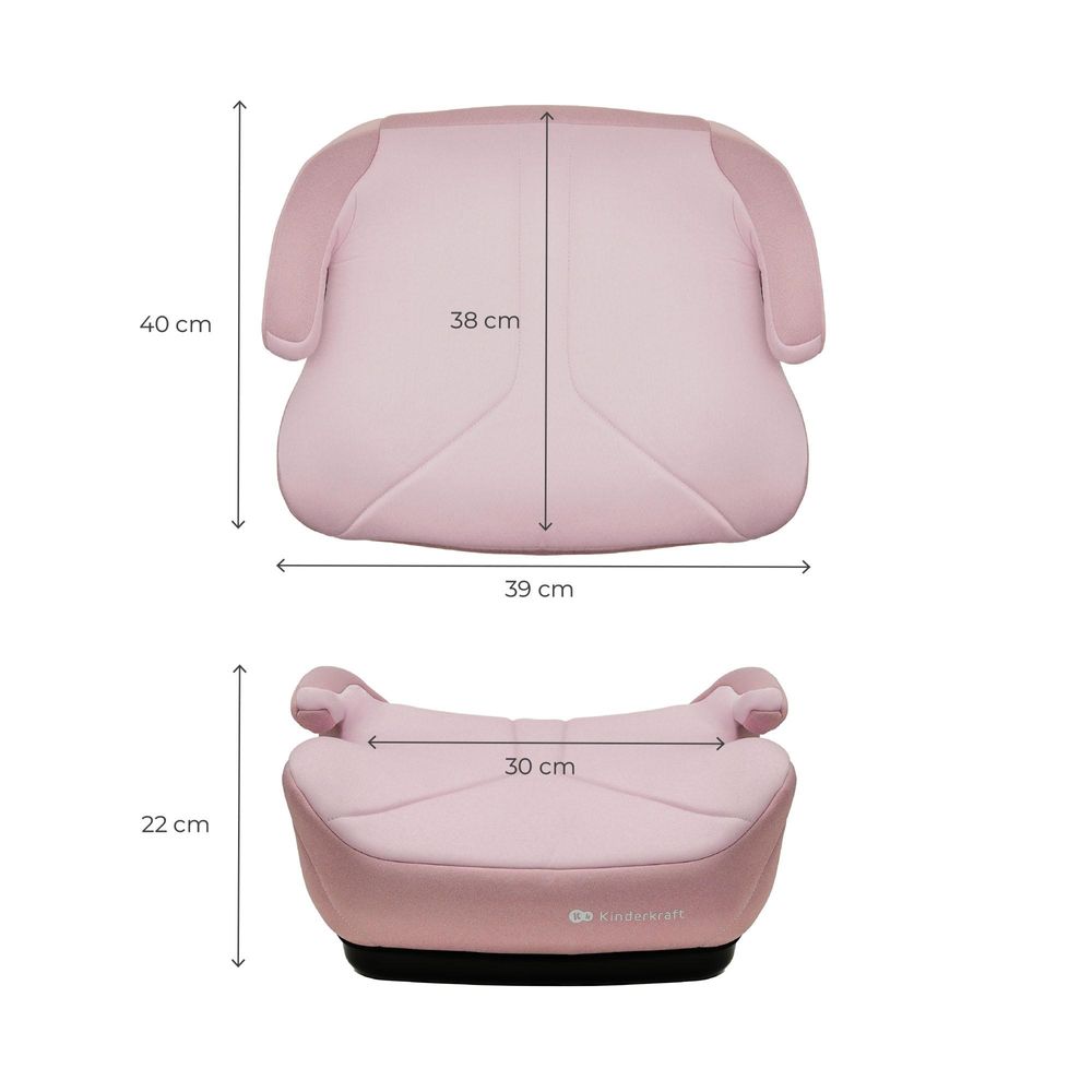 Kinderkraft I-BOOST 2 i-Size Autositz 125–150 cm, R129, 1,2 kg, ultraleicht, mit Armlehnen & abnehmbarem Bezug, Rosa